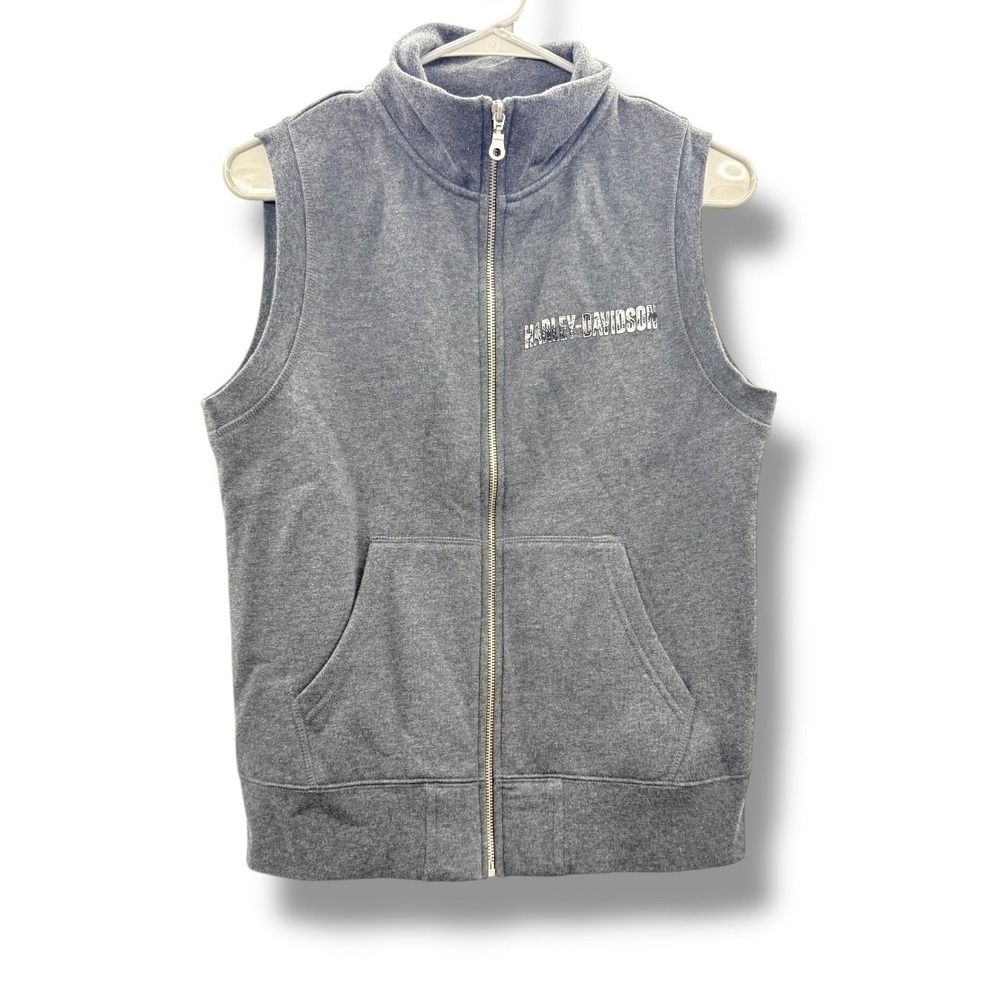 Harley-Davidson Zip Vest Women's Small Gray Logo Biker Casual Layering